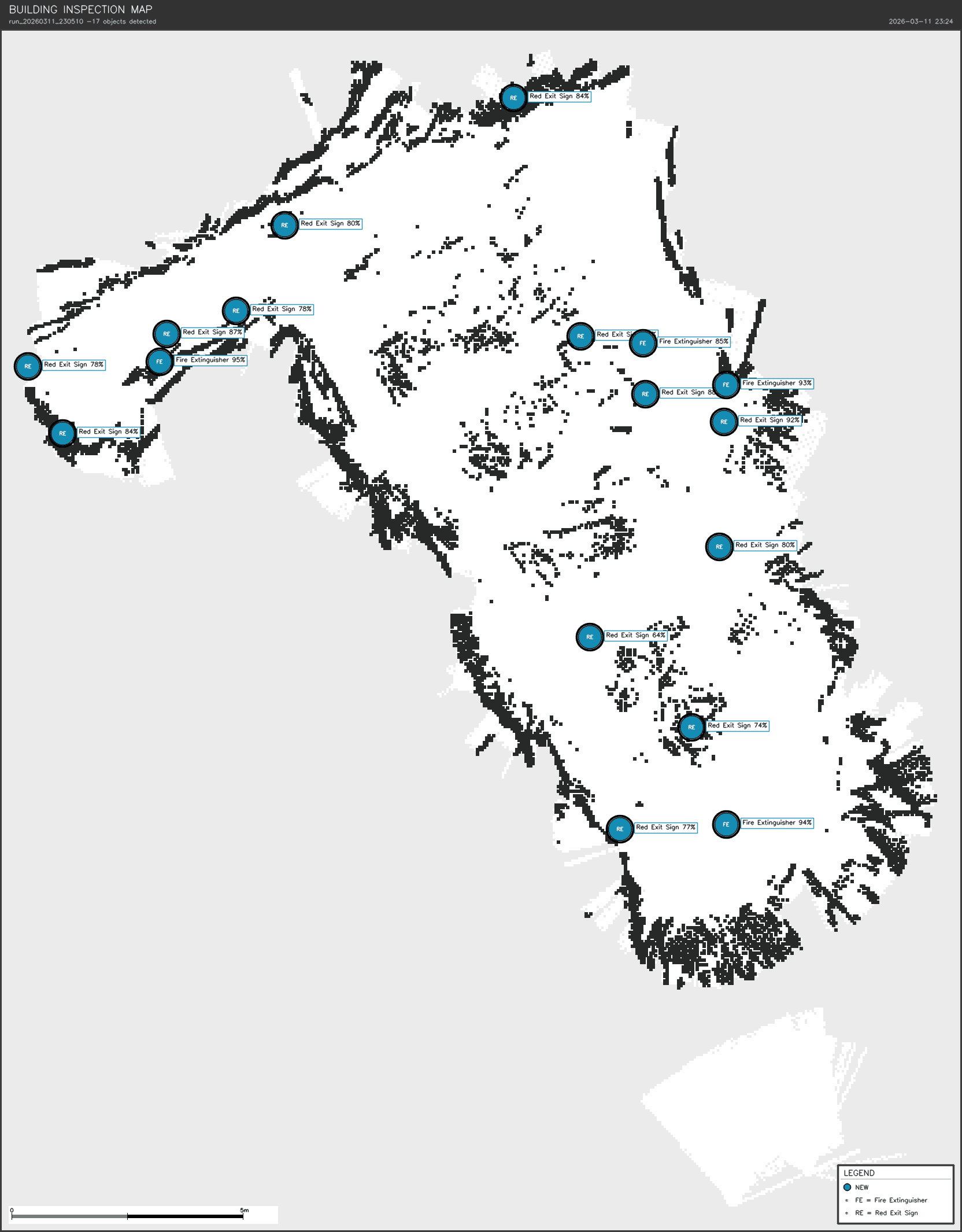 2D floor plan from initial inspection run
